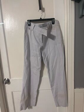 Ann Taylor LOFT White Chinos with Light Blue Pinstripes